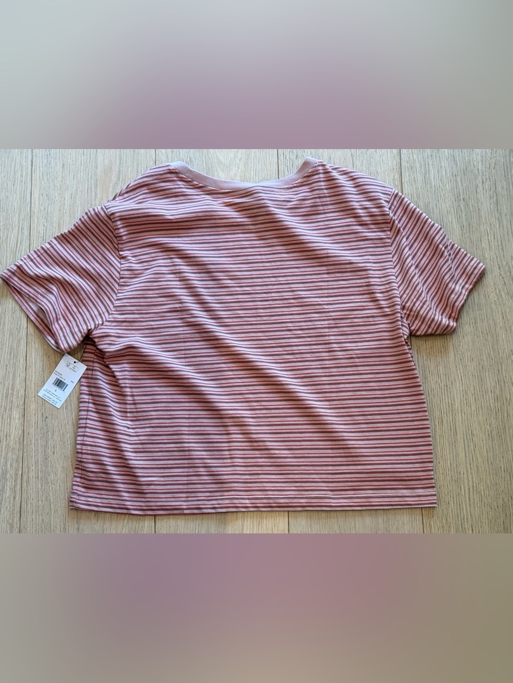 Volcom Play It Cool Striped Crop Tee Size L NWT 100% Cotton Summer Vaca - Picture 3 of 6
